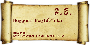 Hegyesi Boglárka névjegykártya